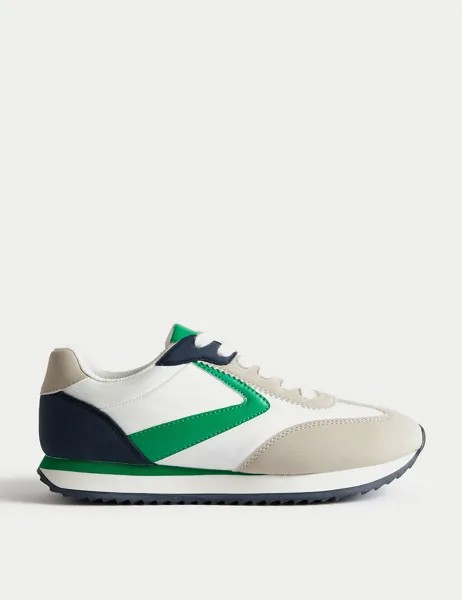 Кроссовки с боковыми деталями Marks & Spencer, белый/зеленый