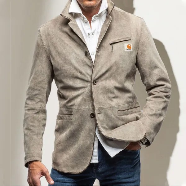 Мужской винтажный замшевый пиджак в стиле вестерн