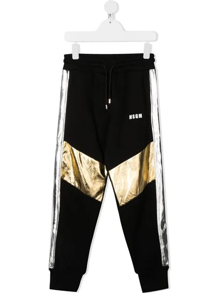 MSGM Kids спортивные брюки с эффектом металлик