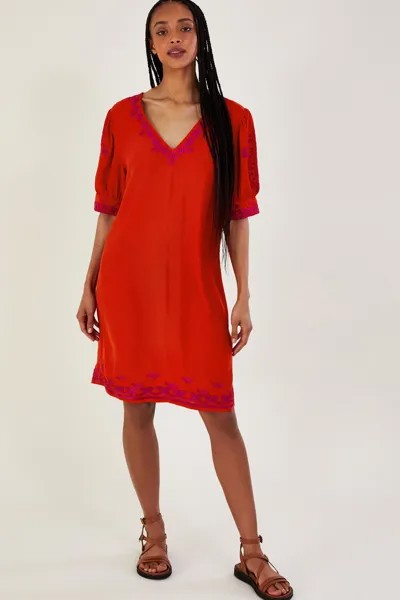 Оранжевое платье-туника Chrissy с вышивкой Monsoon, оранжевый
