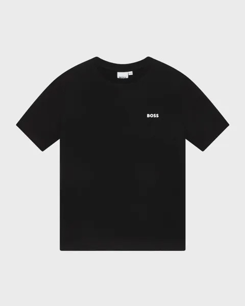 Классическая футболка с логотипом для мальчиков BOSS, цвет Black