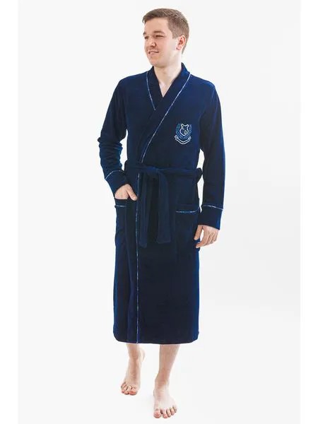 Мужской велюровый халат LikaDress синий 813, р.60