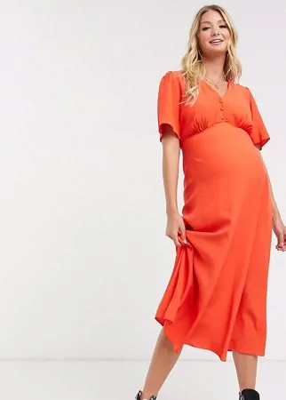 Темно-оранжевое чайное платье миди New Look Maternity-Оранжевый цвет