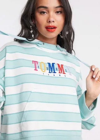 Худи в полоску с логотипом Tommy Jeans-Синий