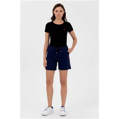 Шорты  U.S. POLO ASSN., средняя посадка, карманы, пояс на резинке, размер M, синий