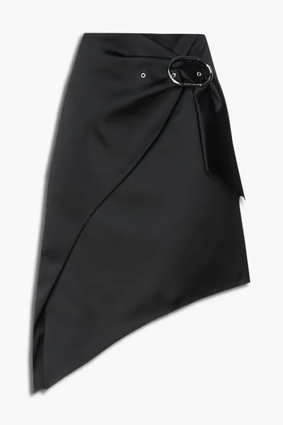Асимметричная атласная мини-юбка с пряжками PACO RABANNE, черный