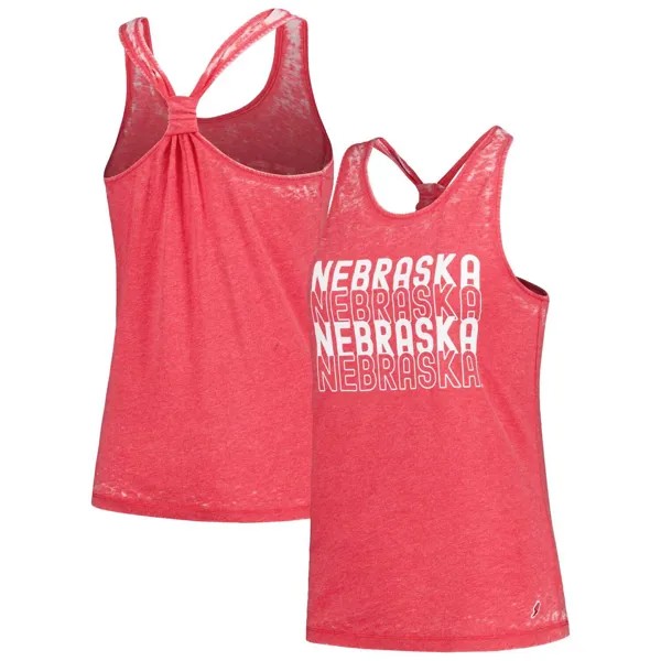 Женская лига студенческой одежды Scarlet Nebraska Huskers Stacked Name Майка-борцовка