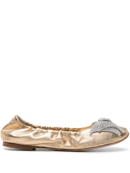 Casadei балетки с эффектом металлик, золотистый