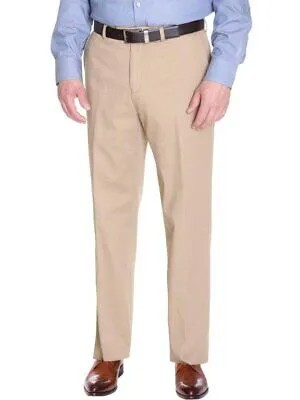 Michael Kors Мужские однотонные коричневые хлопковые повседневные брюки-чинос с плоской передней частью цвета хаки