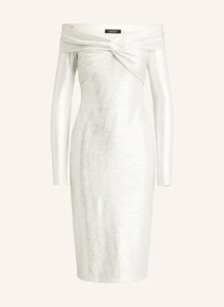 Коктейльное платье keneia с блестками из пряжи Lauren Ralph Lauren, серебряный