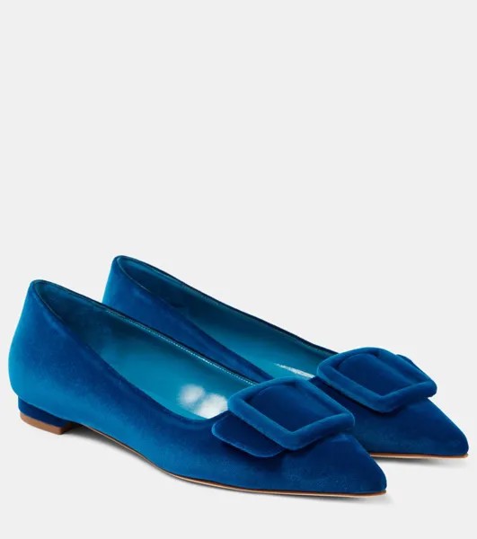 Бархатные балетки Maysale Manolo Blahnik, цвет 4333 bblu