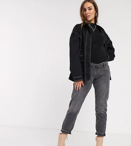 Черные джинсы в винтажном стиле с посадкой над животом Topshop Maternity-Черный