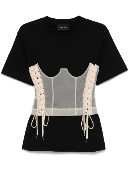 Simone Rocha футболка с корсетной вставкой, черный
