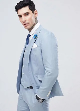 Однотонный пиджак узкого кроя Gianni Feraud Wedding-Синий