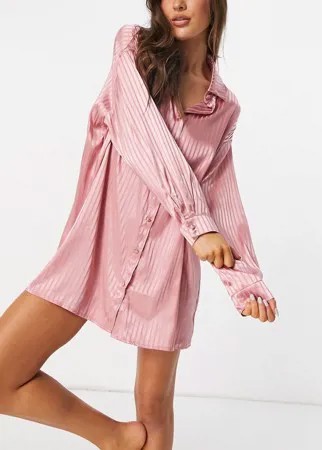 Розовая пижамная рубашка в жаккардовую полоску Public Desire-Розовый цвет