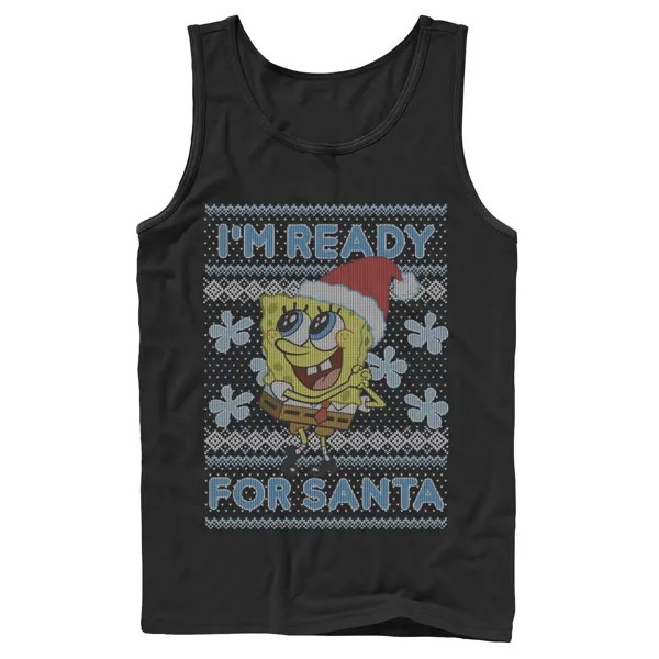 Мужская майка с графическим рисунком Nickelodeon SpongeBob SquarePants I'm Ready For Santa Ugly Christmas