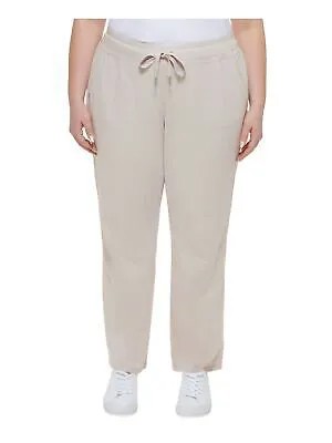 CALVIN KLEIN PERFORMANCE Женские бежевые прямые брюки с эластичной резинкой на талии Plus 2X