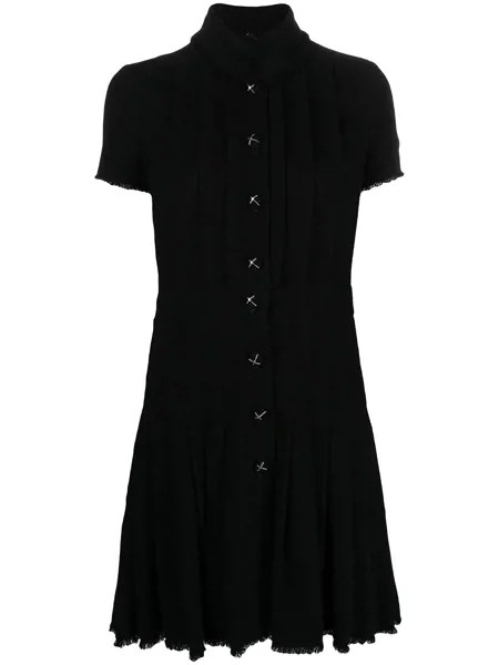 Chanel Pre-Owned платье с воротником-стойкой и плиссировкой