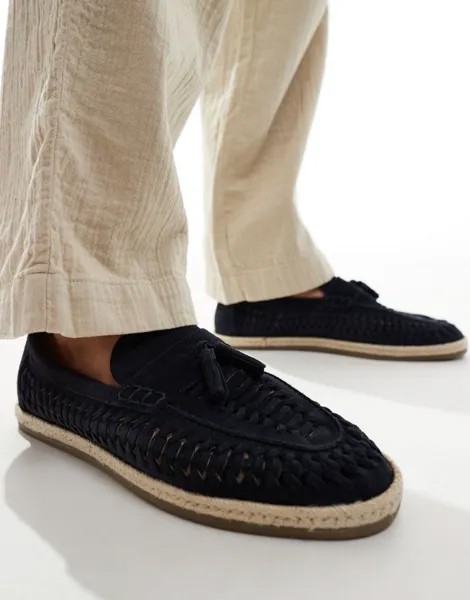 Темно-синие плетеные лоферы в стиле эспадрильи River Island