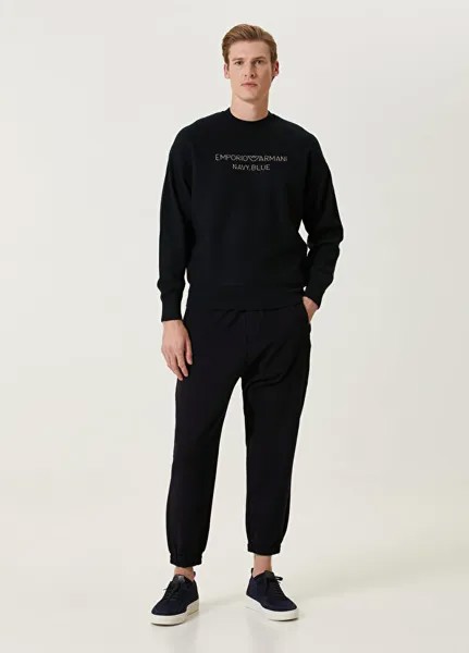 Темно-синие шерстяные брюки-джоггеры Emporio Armani