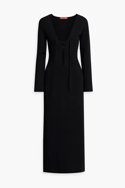 Платье макси эластичной вязки на шнуровке Altuzarra, черный