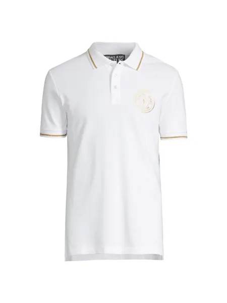 Рубашка поло из хлопка с эмблемой логотипа Versace Jeans Couture, белый