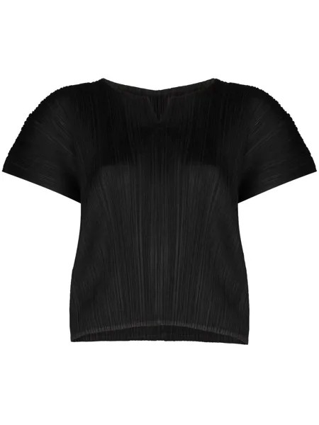 Pleats Please Issey Miyake блузка с вырезом на воротнике