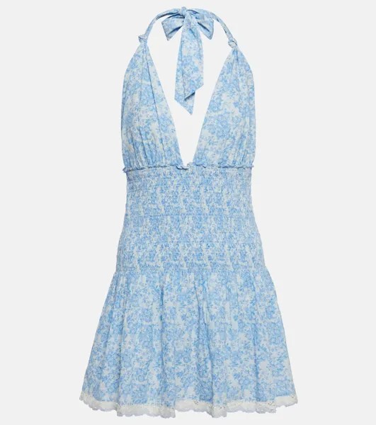 Платье мини Luisetta из хлопка LOVESHACKFANCY, синий