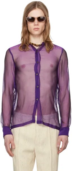 Пурпурная прозрачная рубашка Dries Van Noten