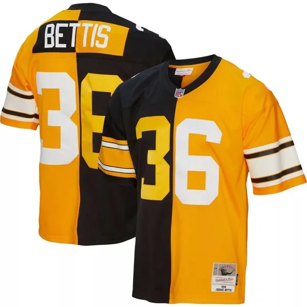 Мужская футболка Mitchell & Ness Jerome Bettis, черная/золотая, Pittsburgh Steelers Big & Tall Split Legacy, реплика игрока в отставке