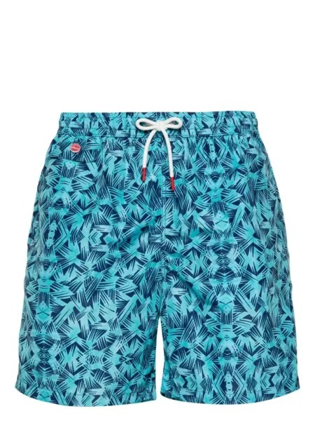Kiton плавки-шорты с вышитым логотипом, синий