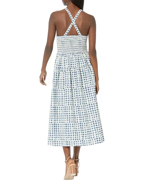 Платье Madewell Shibori Halter Tiered Midi Dress, цвет Blue Ivory Shibori