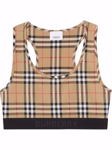 Burberry спортивный бюстгальтер в клетку Vintage Check