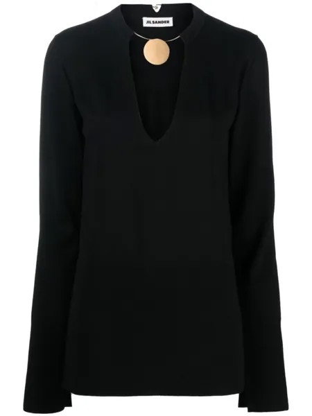 Топ с медальоном Jil Sander, черный