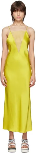 Желтое платье-макси с прозрачными вставками Stella McCartney