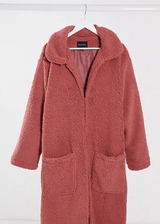 Розовое пальто из искусственного меха Brave Soul Plus-Розовый