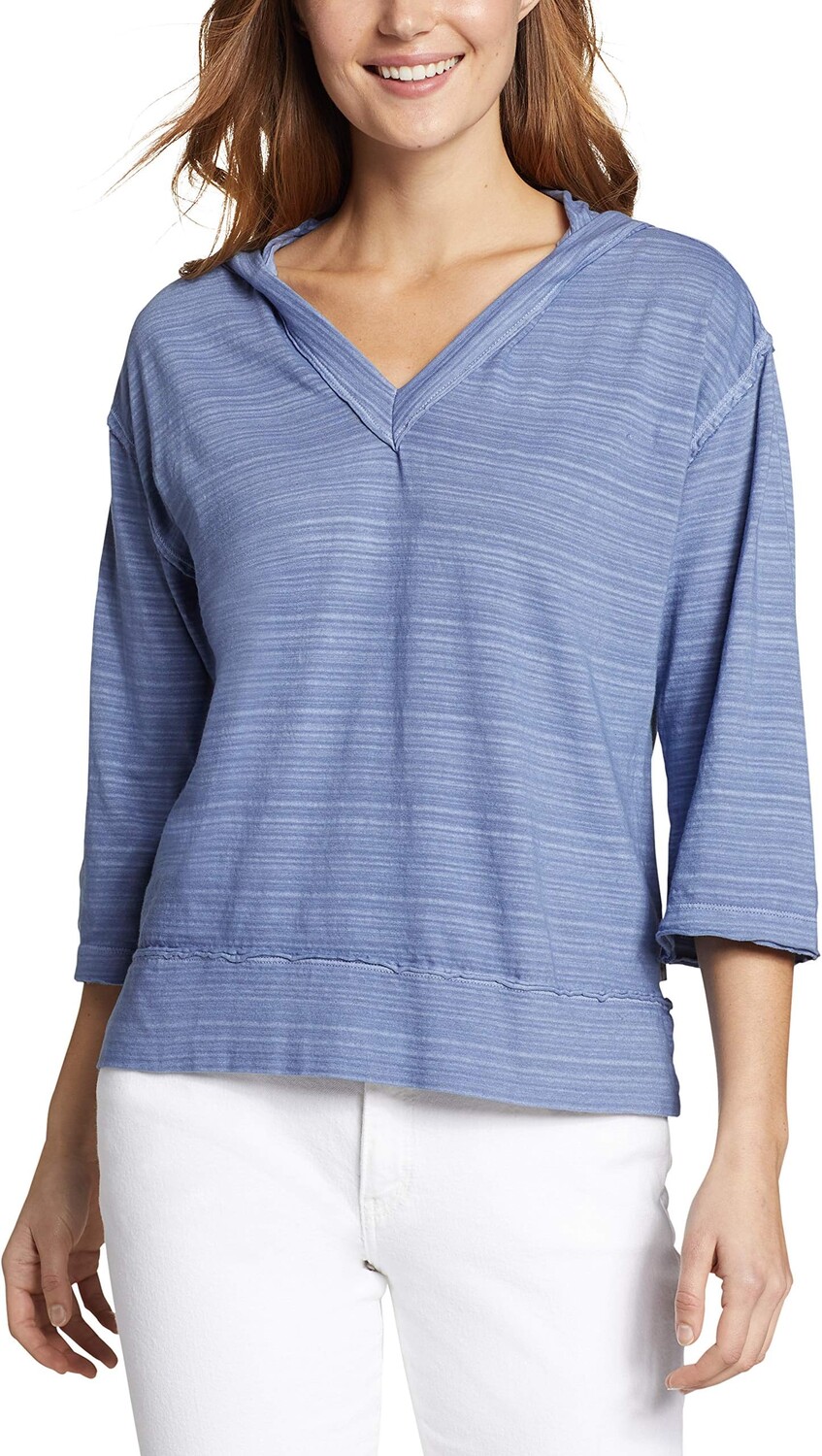 Худи Eddie Bauer Adventure 3/4 Drop Shoulder Hoodie, цвет Metal Blue