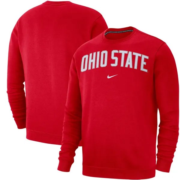 Мужской флисовый свитшот Scarlet Ohio State Buckeyes Club Nike