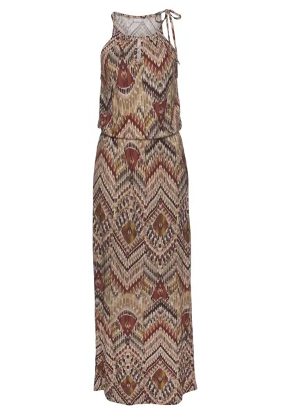 Платье LASCANA Maxi, цвет braun-bedruckt