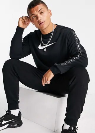 Черный флисовый свитшот с отделкой лентой Nike Repeat-Черный цвет