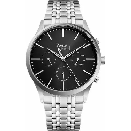 Наручные часы Pierre Ricaud Bracelet Наручные часы мужские Pierre Ricaud P60027.5116QF, серебряный, черный