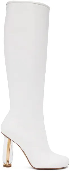 Белые ботинки на цилиндрическом каблуке Dries Van Noten