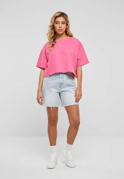 Футболка с принтом Small Signature Essential Crop Karl Kani, розовая