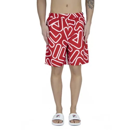 Мужские шорты для плавания Fila YASH Outline с принтом по всей поверхности, красно-белые LM015913-640