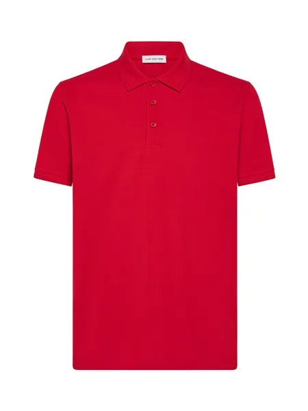 Однотонная рубашка-поло из хлопкового пике Luca D'Altieri, красный
