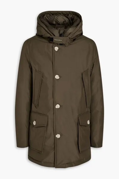 Парка из смесового хлопка с капюшоном Woolrich, армейский зеленый