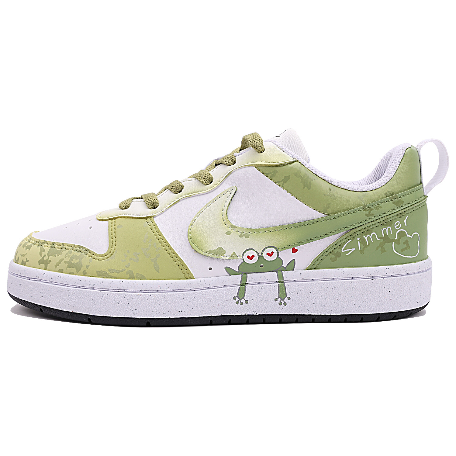 Кроссовки Nike Court Borough Skateboarding Shoes Women's Low-top Green/White, зеленый