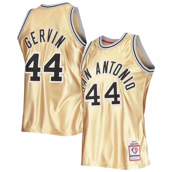 Мужская майка Mitchell & Ness George Gervin Gold San Antonio Spurs 75th Anniversary 1977-78 Hardwood Classics Swingman Jersey