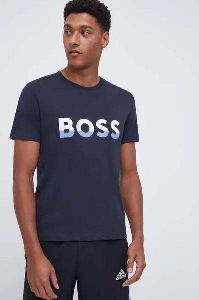 Хлопковая футболка BOSS BOSS ATHLEISURE Boss Green, темно-синий
