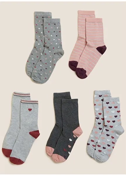Розово-бело-серые женские носки Marks & Spencer
